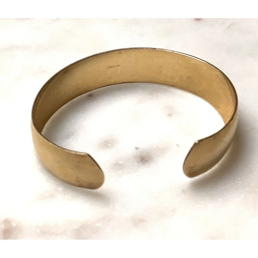 Personalized Gold Tone Cuff Bracelet - Engraved Style